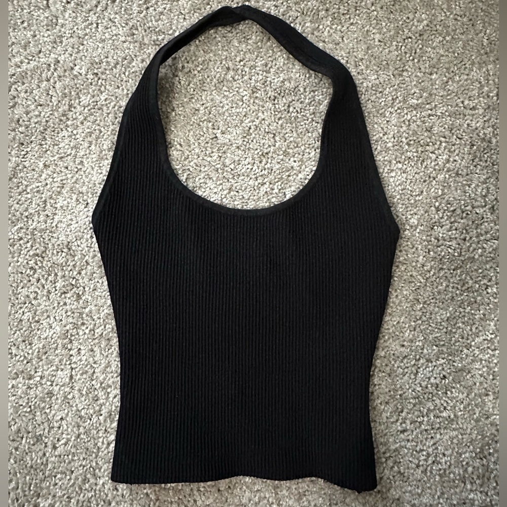 Babaton Sculpt Knit Halter Tank Black